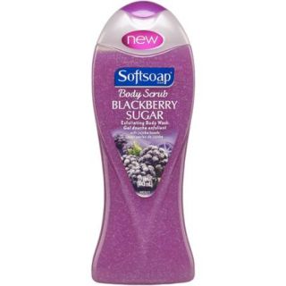 Softsoap Body Scrub Blackberry Sugar Exfoliating Body Wash with Jojoba Beads, 15 oz