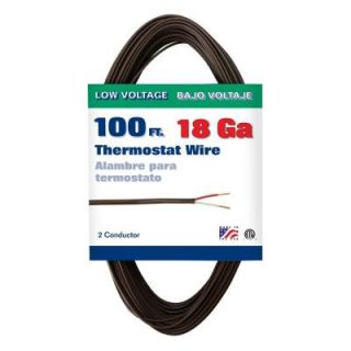 Coleman Cable 100 ft. 18/2 Brown Soild CU Type CL2 Thermostat Wire 096320007