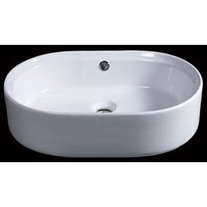EAGO BA132 Bathroom Sink, 22" Oval Ceramic Above Mount Basin Vessel   White