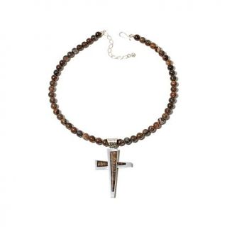 Jay King Petrified Wood Cross Pendant with 18 1/2" Necklace   7693393
