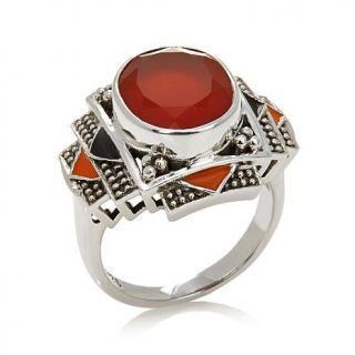 Nicky Butler 3.65ct Carnelian and Enamel Sterling Silver "Deco" Ring   7667623