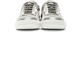 Diesel Black Gold Silver Snakeskin Paneled Alexander Sneakers