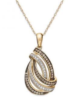 Wrapped in Love™ Brown and White Diamond Swirl Pendant Necklace in