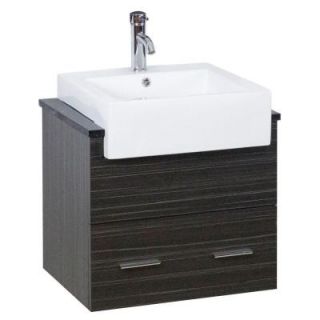 American Imaginations 24 in. W x 20 in. D Plywood Melamine Vanity in Dawn Grey with Quartz Vanity Top in Black Galaxy with Basin AI 1588