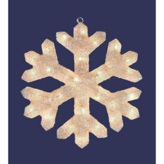 20" Lighted Cream Snowflake Sisal Christmas Window or Yard Art Decoration