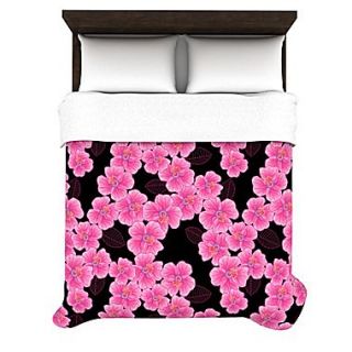 KESS InHouse Pink on Black by Julia Grifol Woven Duvet Cover; Queen