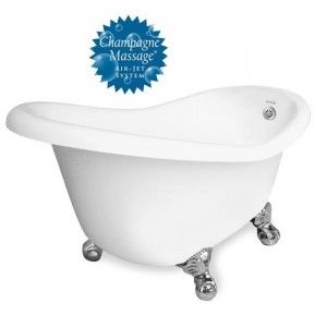 American Bath Factory T010A CH R 60" Ascot Bathtub   Right Champagne Massage   Small Feet   Chrome Finish   White