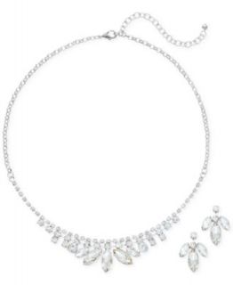 Nine West Silver Tone Crystal Large Pendant Necklace   Fashion Jewelry