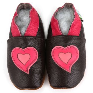Pink Hearts Soft Sole Leather Girls Shoes   13310783  