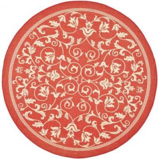 Safavieh Courtyard Red/Natural 6 ft. 7 in. x 6 ft. 7 in. Round Indoor/Outdoor Area Rug CY2098 3707 7R