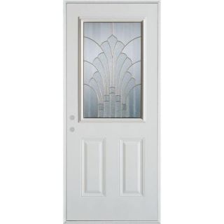 Stanley Doors 36 in. x 80 in. Art Deco 1/2 Lite 2 Panel Prefinished White Steel Prehung Front Door 1350S S 36 R Z