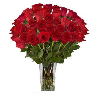 The Ultimate Bouquet Gorgeous Red Rose Bouquet in Clear Vase (36 Stem) Overnight Shipping Included RRB354