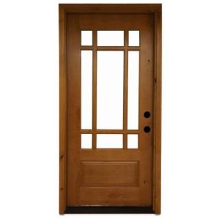 Steves & Sons Craftsman 9 Lite Stained Knotty Alder Wood Prehung Front Door A3109 6 AW MJ 4ILH