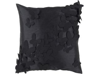 18" Caviar and Jet Black Dimensional Butterflies Down Decorative Throw Pillow