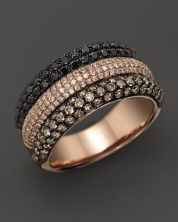 Black, Brown, and White Pav Diamond Band in 14K Rose Gold, 1.85 ct. t.w.