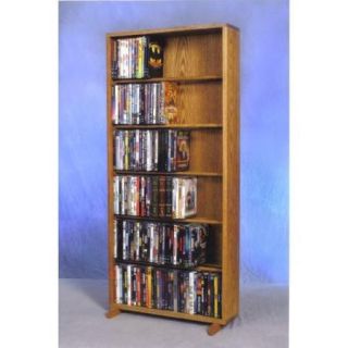 The Wood Shed Solid Oak 6 Row Dowel DVD Media Tower   24 in. Wide