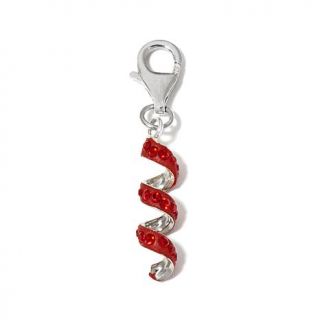 Charming Silver Inspirations Red Crystal Sterling Silver Spiral Dangle Charm   7625403