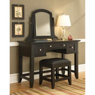 Home Styles Bedford Vanity Table, Mirror and Bench, Black