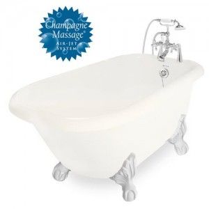 American Bath Factory T041B WH R B 54" Jester Bathtub   F90A Faucet   White Finish   Bisque