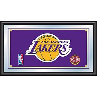Trademark Global 15 x 27 Black Wood Framed Mirror, Los Angeles Lakers NBA