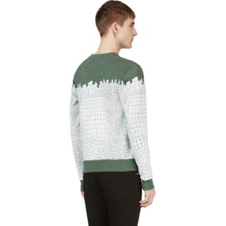Krisvanassche White & Green Croc Print Sweatshirt