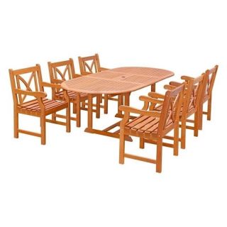 Vifah Vista 7 Piece Wood Patio Dining Set   V144SET17