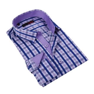 Ungaro Mens Navy/ Purple Cotton Dress Shirt   17125492  