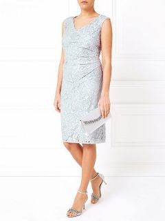 Jacques Vert Embellished Lace Dress Grey