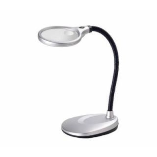 LightIt 4 in. 2 LED Lens Battery Operated Silver Magnifier Desk Lamp DISCONTINUED 20073 101