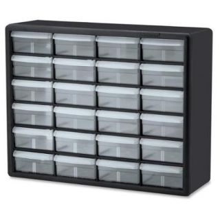 Akro mils 24 drawer Plastic Storage Cabinet   Floor, Wall Mountable   15.8" Height X 6.4" Width   24 Drawer[s]   Plastic, Polystyrene   Black, Clear (akm 10124)