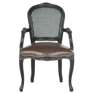 Safavieh Mckenna Bicast Leather Arm Chair in Antique Brown MCR4576D