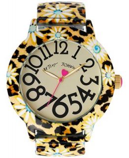 Betsey Johnson Womens Leopard Daisy Printed Stainless Steel Expansion