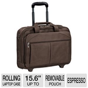 Solo D529 3 Leather Rolling Laptop Case   Fits Notebook PCs up to 15.6, Espresso