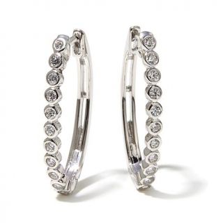 .44ct Absolute™ Sterling Silver Round Stone Oval Hoop Earrings   7725657