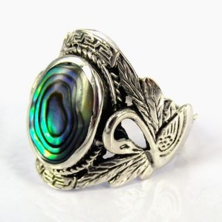Sterling Silver Beautiful Couple Swan Oval Turquoise Ring (Thailand)