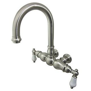 Elements of Design Hot Springs Double Handle Wall Mount Clawfoot Tub Faucet; Satin Nickel