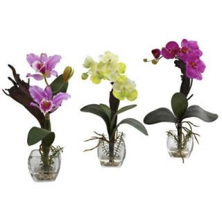 Nearly Natural Mixed Orchid with Cube Flowers (Set of 3)