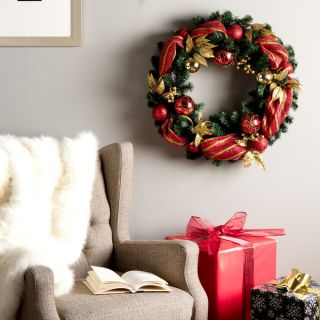 24 Wreath with 50 Clear Lights   Shopping