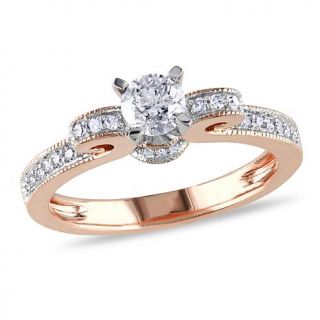 14K Pink and White Gold 0.51ct White Diamond Bow Design Engagement Ring   7665299