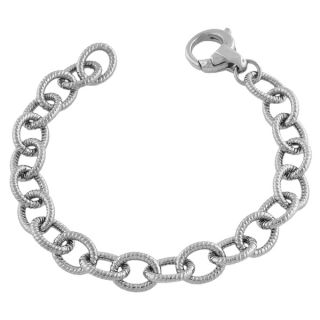 Mondevio Sterling Silver Oval and Rope Design Link Bracelet