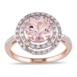 Miadora 10k Rose Gold Morganite and 1/4ct TDW Diamond Ring (H I, I2 I3