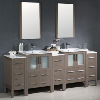 Torino 84 Double Modern Bathroom Vanity Set with Mirror