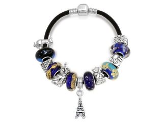 Bling Jewelry Tourist World Traveler Enamel Glass Charm Bracelet Pandora Compatible 925 Silver