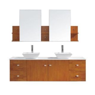 Virtu USA Clarissa 71.85 in. W x 22.05 in. D x 20.87 in. H Honey Oak Vanity With Stone Vanity Top With White Basin and Mirror MD 415 S HO