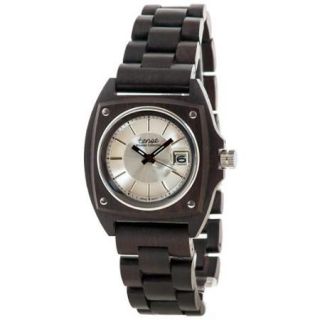 Tense Black & Silver Dark Sandalwood Trail Hypoallergenic Wood Wrist Watch NEW