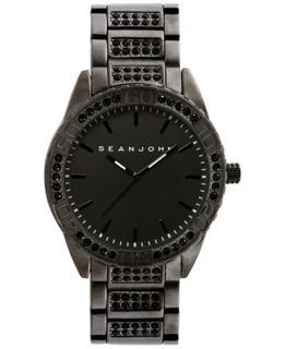Sean John Mens Stone Accent Black Tone Bracelet Watch 54x48mm