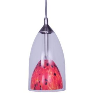 Hampton Bay 1 Light Brushed Nickel Hanging Pendant with Clear and Multi Color Shades 25365 71