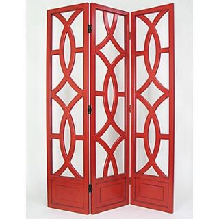 Wayborn 76 x 54 Geometric Emblem 3 Panel Room Divider; Red