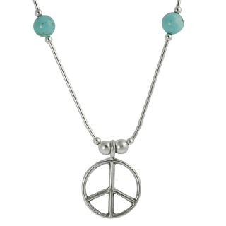 Journee Collection Sterling Silver Genuine Turquoise Peace Sign