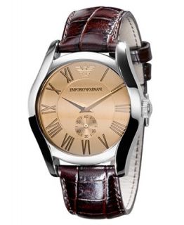 Emporio Armani Watch, Mens Brown Croc Embossed Leather Strap AR0645